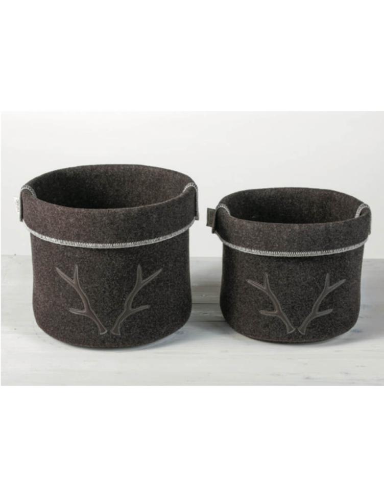 Runder Aufbewahrungskorb mit Hirschmuster – Luxus-Chalet von Catia Luca Brown